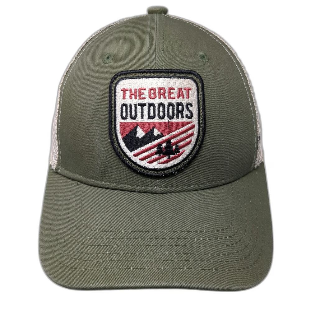 Granule Trucker Hat Green Beige One Size Great Outdoors Patch Snapback Mesh Back